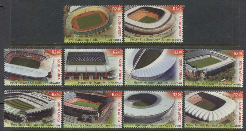 RSA - Set of 10 As Singles - 2010 - MNH