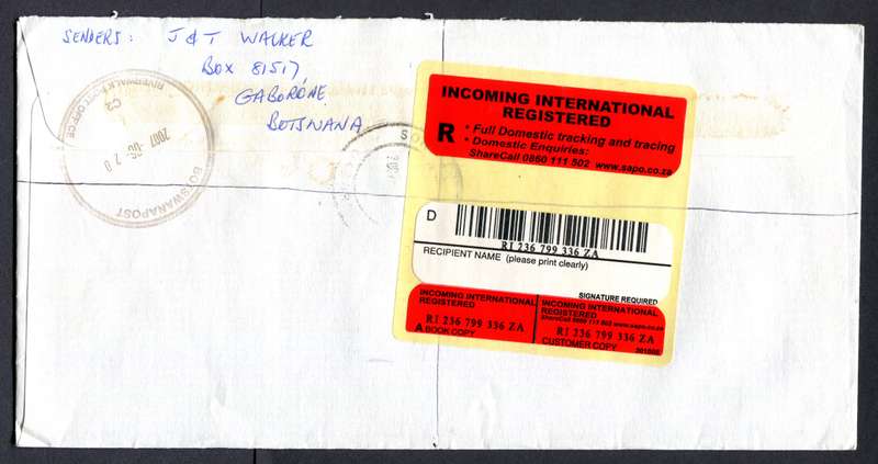 Botswana - "Maxi" Size Registered Cover