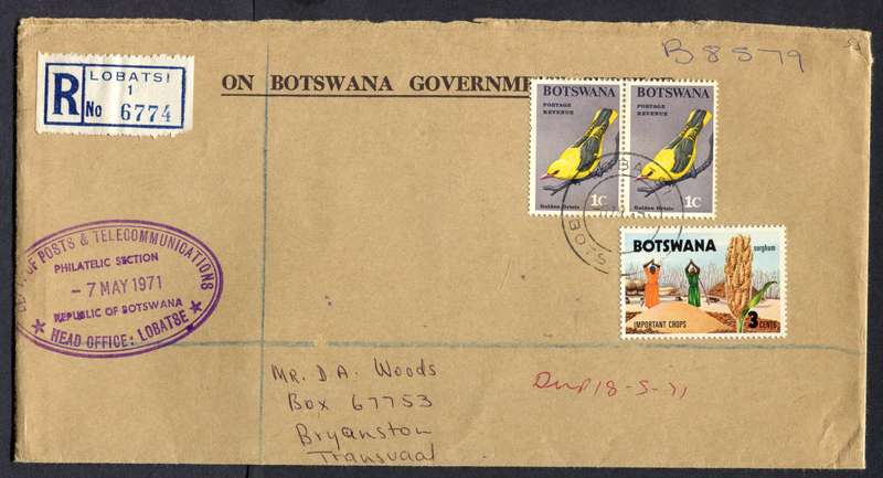 Botswana - "Maxi" Size Registered Cover