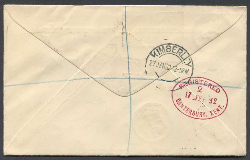 Union of SA - Flight Cover - Kimberly to Canterbury, Kent, UK