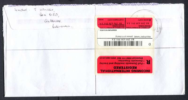 Botswana - "Maxi" Size Registered Cover