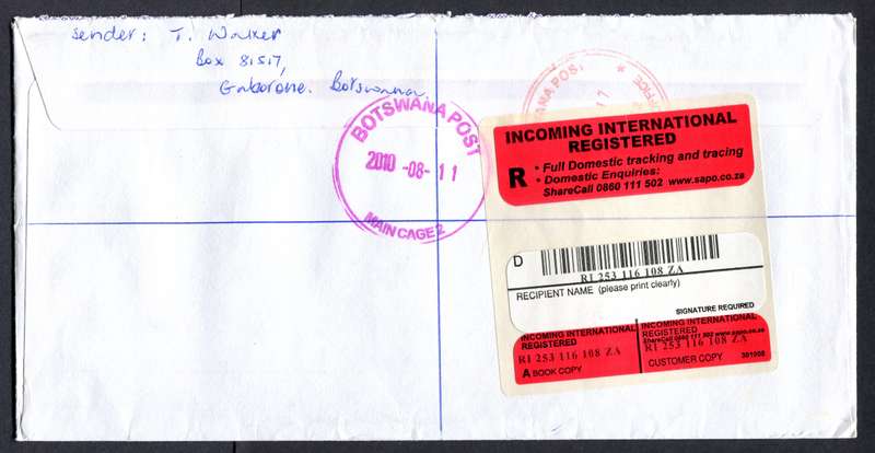 Botswana - "Maxi" Size Registered Cover