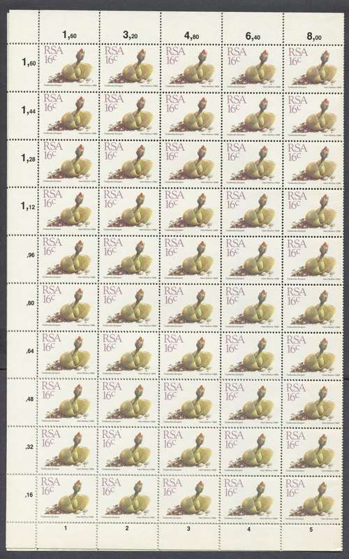 RSA - 1 Full Sheet of 100 - 1988 - MNH