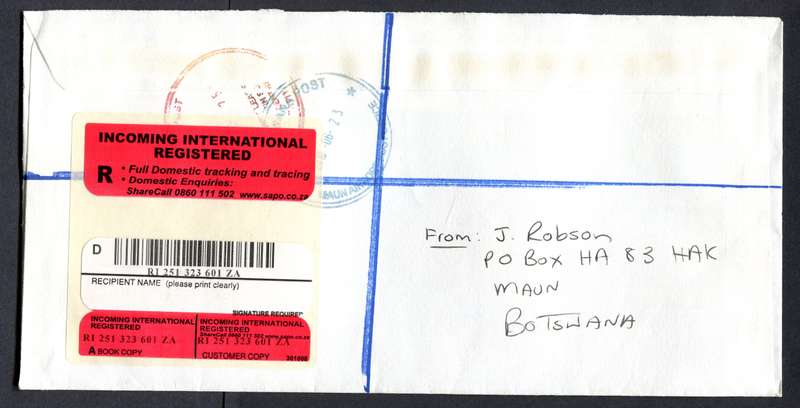 Botswana - "Maxi" Size Registered Cover