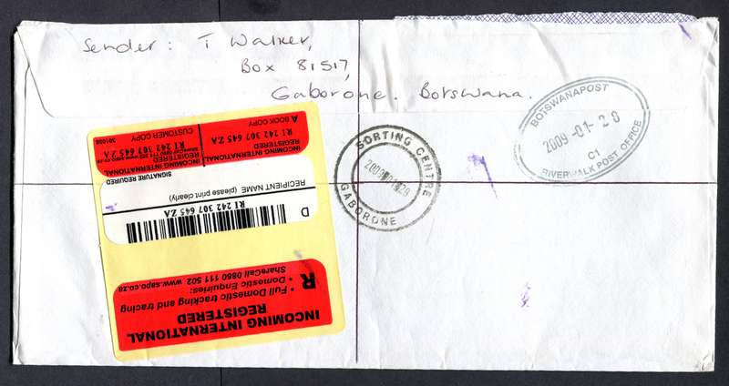 Botswana - "Maxi" Size Registered Cover