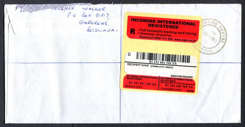 Botswana - "Maxi" Size Registered Cover