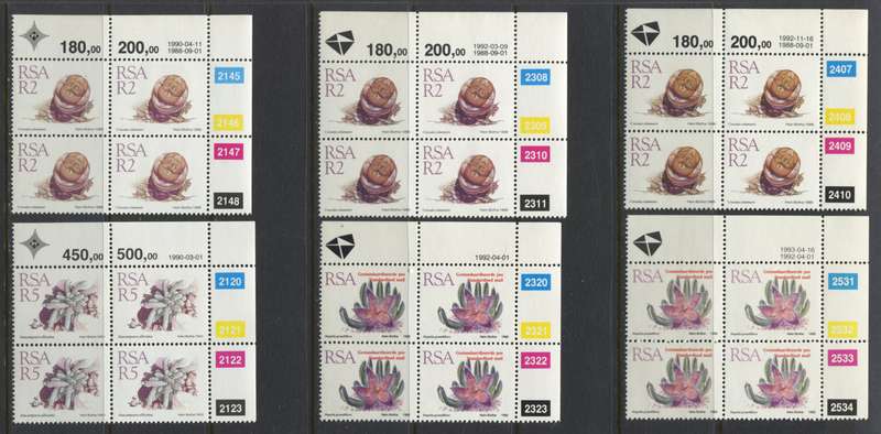RSA - 51 Control Blocks of 4 + 4 Coil Strips of 5 - 1988/93 - MNH