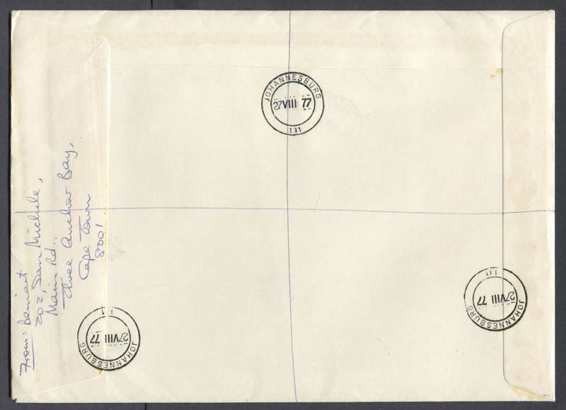 RSA - Registered Cover with Cinderella Miniature Sheet Posted at the Exhibition - Johannesburg