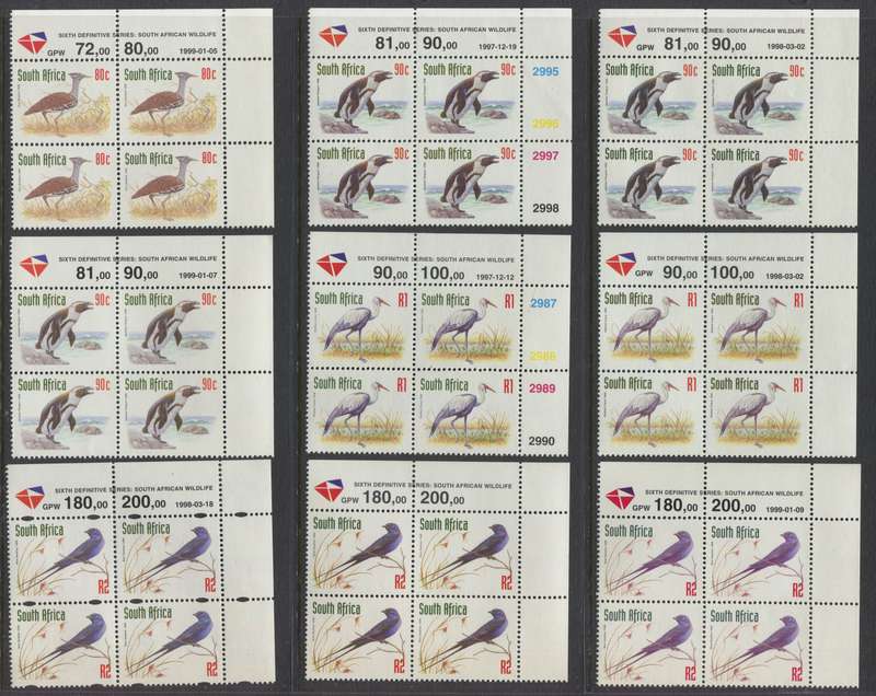 RSA - 34 Original/Reprint Control Blocks of 4 - 1998/2000 - MNH