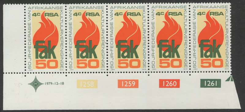 RSA - 1 Control Strip Of 5 - 1979 - MNH