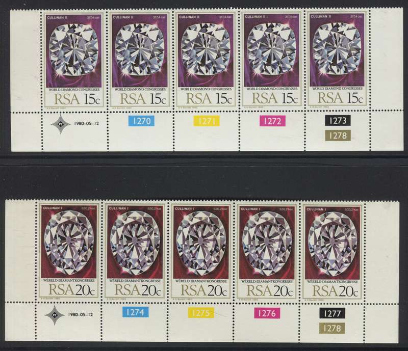 RSA - Set Of 2 Control Strips Of 5 - 1980 - MNH
