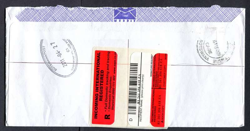 Botswana - "Maxi" Size Registered Cover