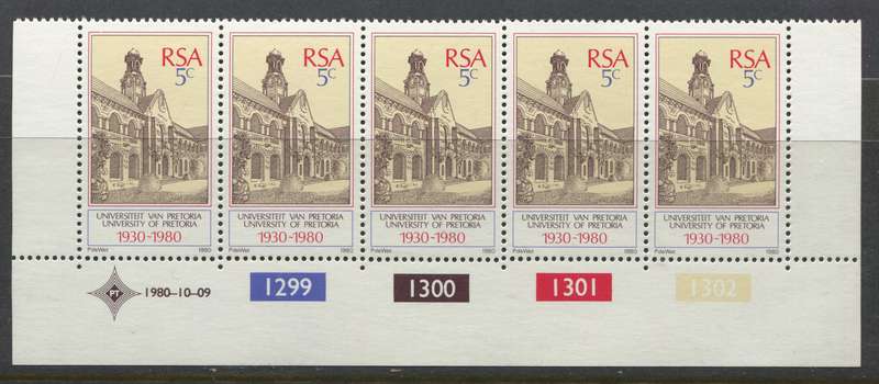 RSA - 1 Control Strip Of 5 - 1980 - MNH