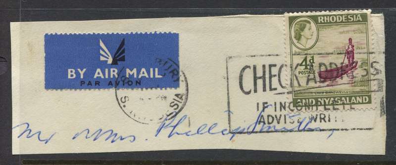 Rhodesia and Nyasaland - Used On Piece