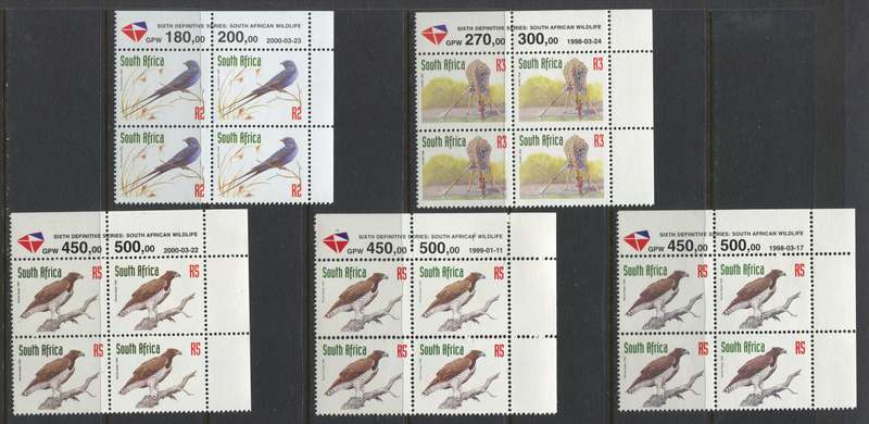 RSA - 34 Original/Reprint Control Blocks of 4 - 1998/2000 - MNH