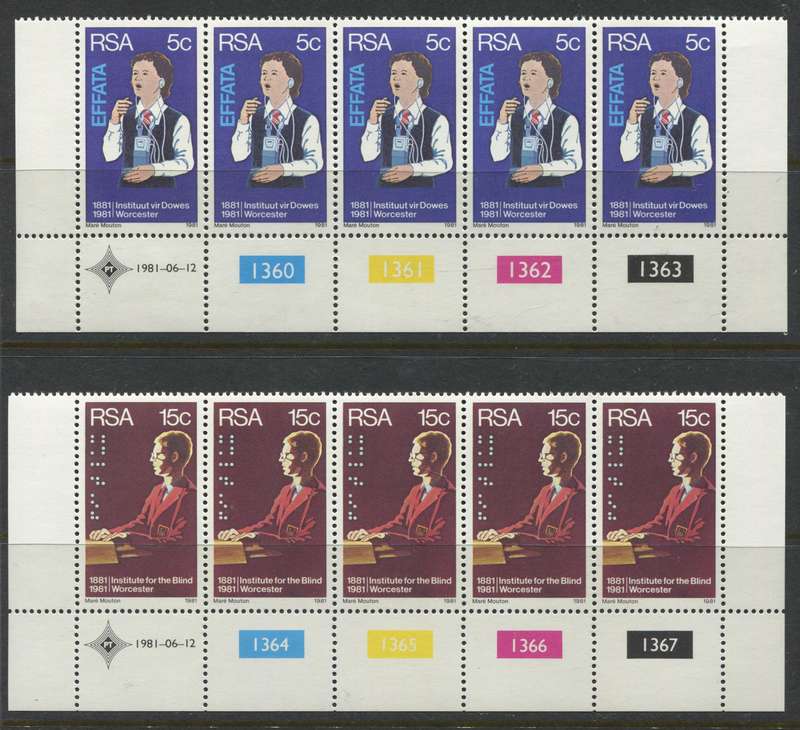 RSA - Set Of 2 Control Strips Of 5 - 1981 - MNH