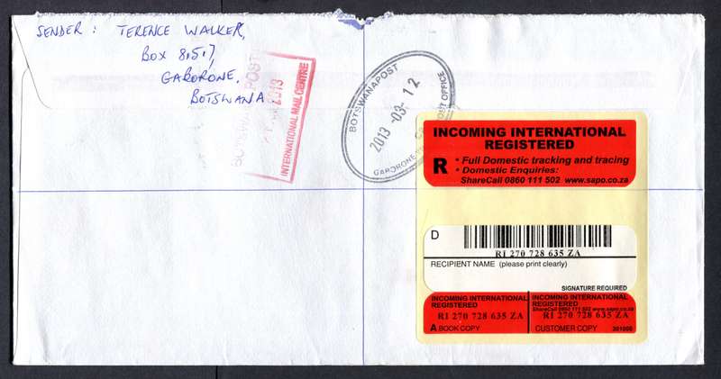 Botswana - "Maxi" Size Registered Cover