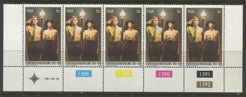 RSA - 1 Control Strip Of 5 - 1981 - MNH