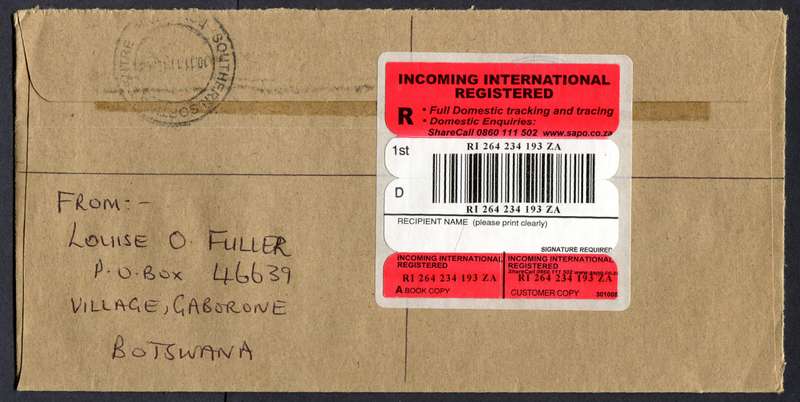 Botswana - "Maxi" Size Registered Cover