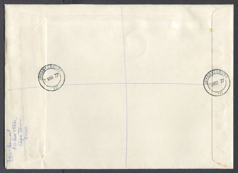 RSA - Registered Cover with Cinderella Miniature Sheet Posted at the Exhibition - Johannesburg