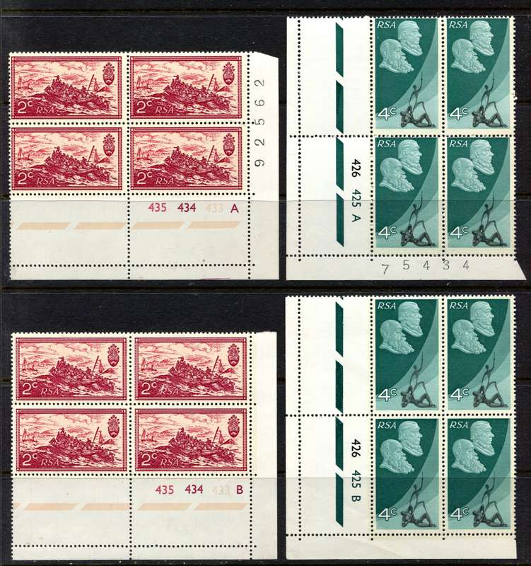 RSA - Set of 4 Control Blocks of 4 - Watermark Reversed - 1971 - MNH
