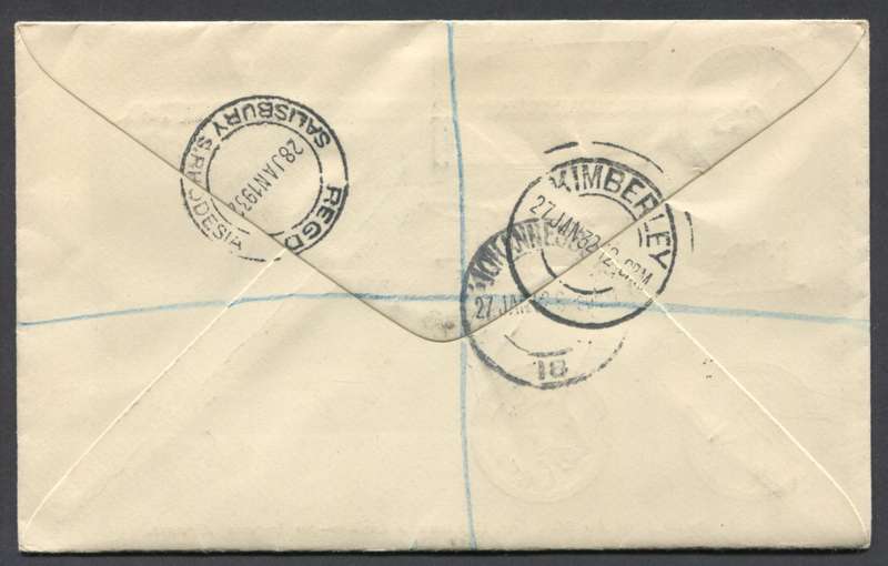 Union of SA - Flight Cover From Kimberley To Salisbury