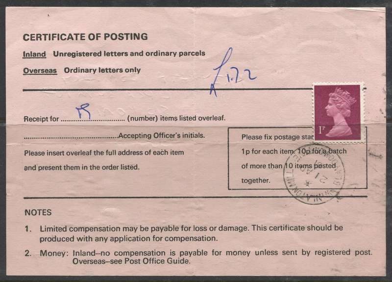 Great Britain - Certificate Of Posting