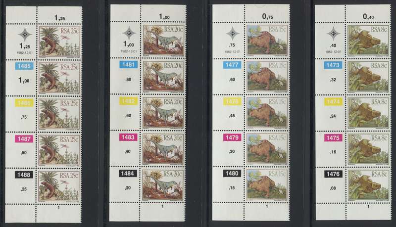RSA - Set Of 4 Control Strips Of 5 - 1982 - MNH