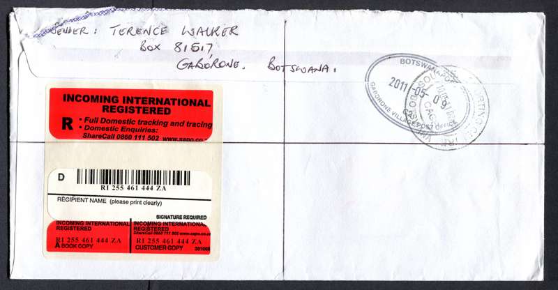Botswana - "Maxi" Size Registered Cover