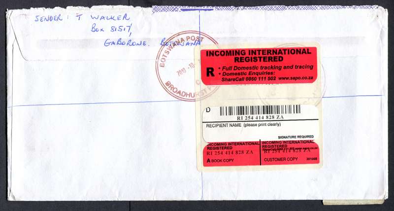 Botswana - "Maxi" Size Registered Cover