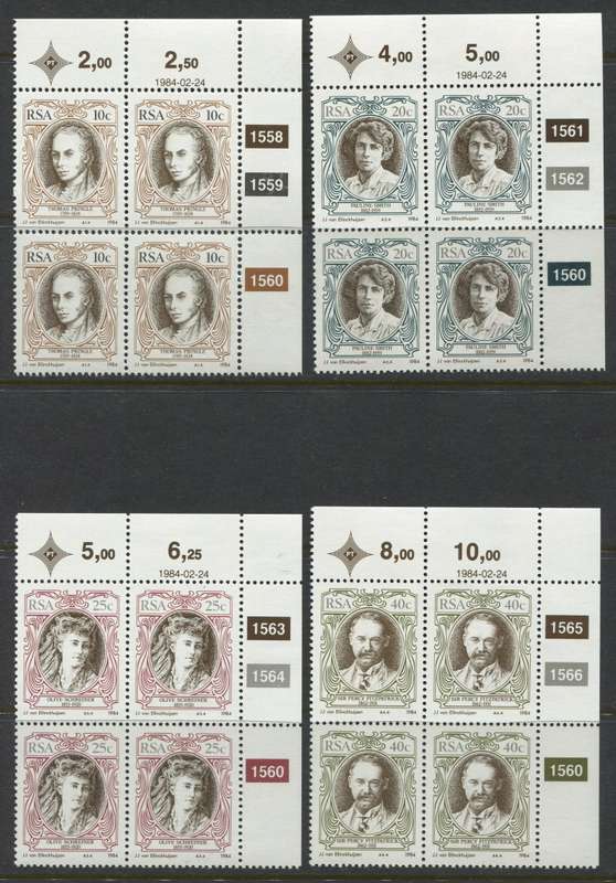 RSA - Set Of 4 Control Blocks Of 4 - 1984 - MNH