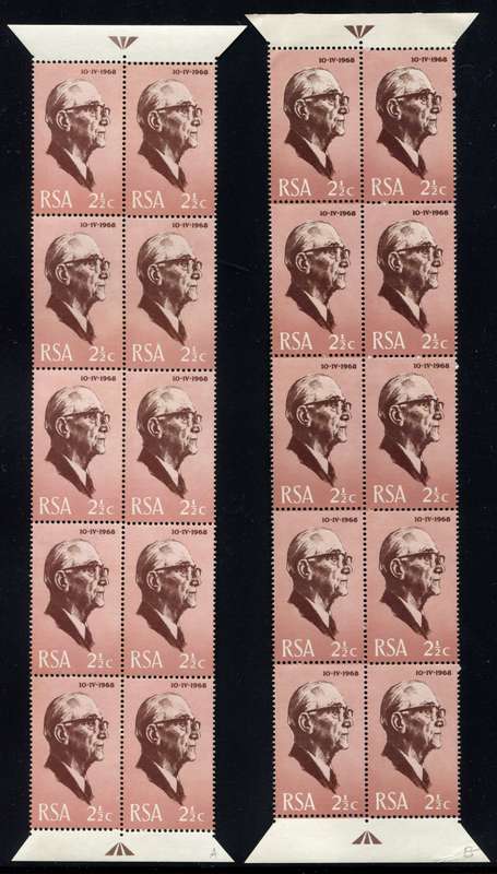 RSA - 4 Arrow Blocks of 10 - 1968 - MNH
