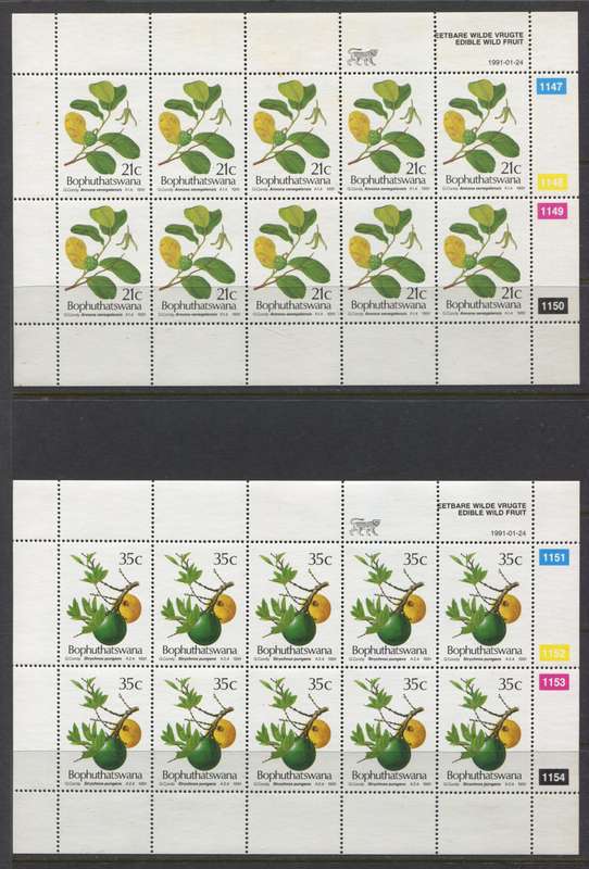 Bophuthatswana - Set of 4 Full Sheets of 10 - 1991 - MNH - Some Toning