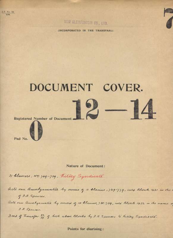 Transvaal - 3 Documents in Document Cover - Mining