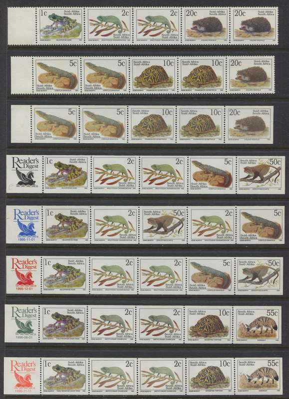 RSA - 8 Readers Digest Strips Of 5 - MNH
