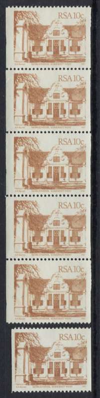 RSA - Coil Strip of 5 - Wider Paper - Normal Single Include for Comparison - 1982 - MNH