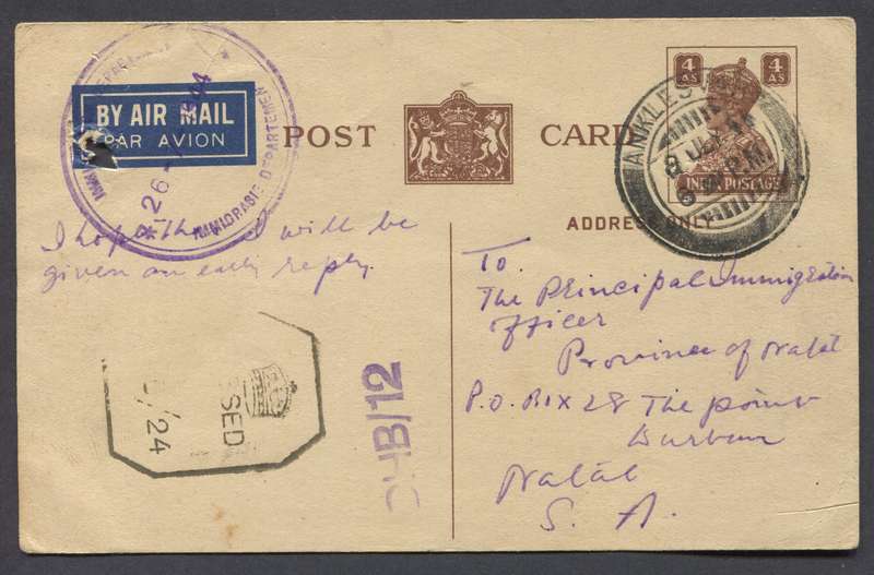 India - Post Card - Censored