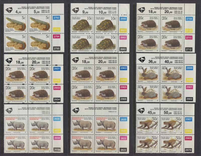 RSA - 28 Reprint Control Blocks of 4 - 1993/7 - MNH