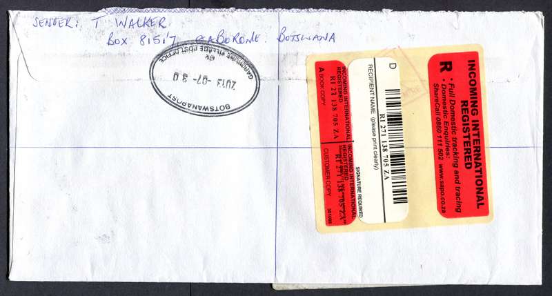 Botswana - "Maxi" Size Registered Cover