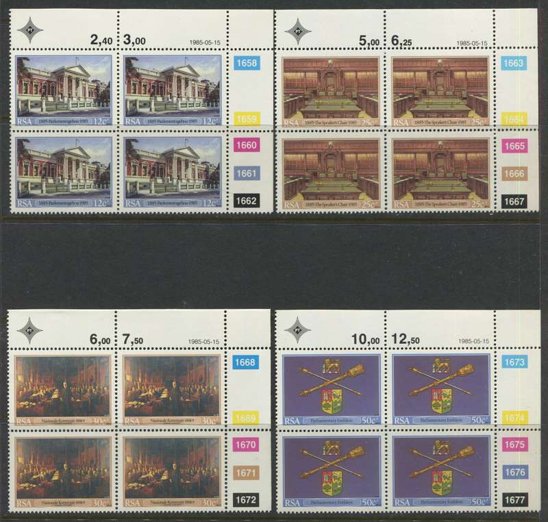 RSA - Set Of 4 Control Blocks Of 4 - 1985 - MNH