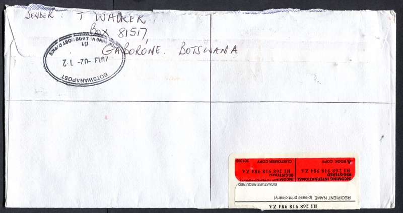 Botswana - "Maxi" Size Registered Cover