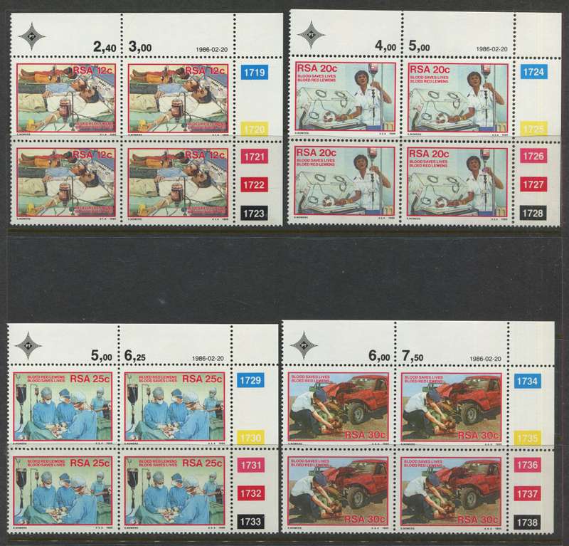 RSA - Set Of 4 Control Blocks Of 4 - 1986 - MNH