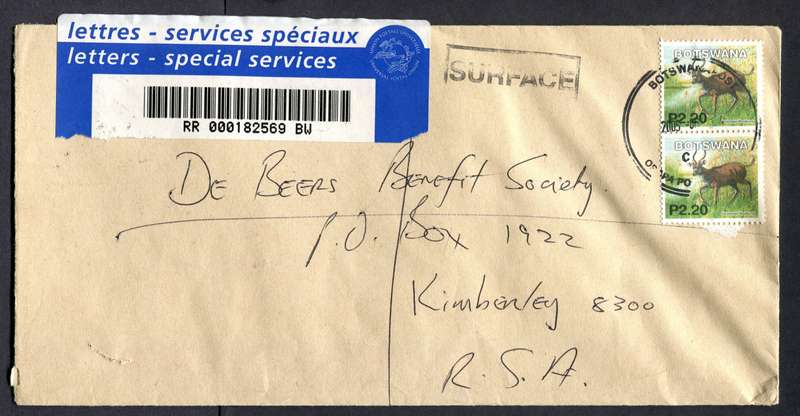 Botswana - "Maxi" Size Registered Cover