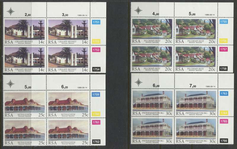 RSA - Set Of 4 Control Blocks Of 4 - 1986 - MNH
