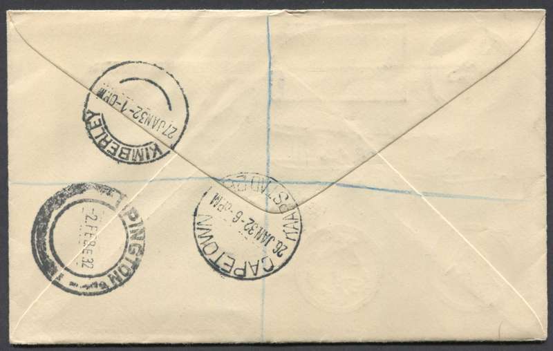Union of SA - Flight Cover From Cape Town To Upington via Kimberley