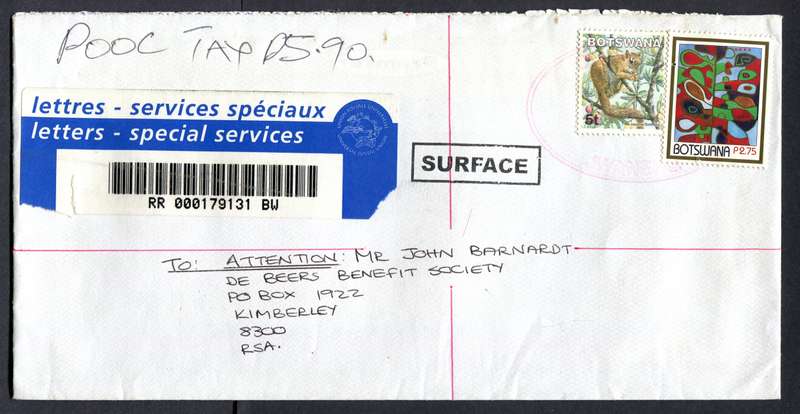 Botswana - "Maxi" Size Registered Cover
