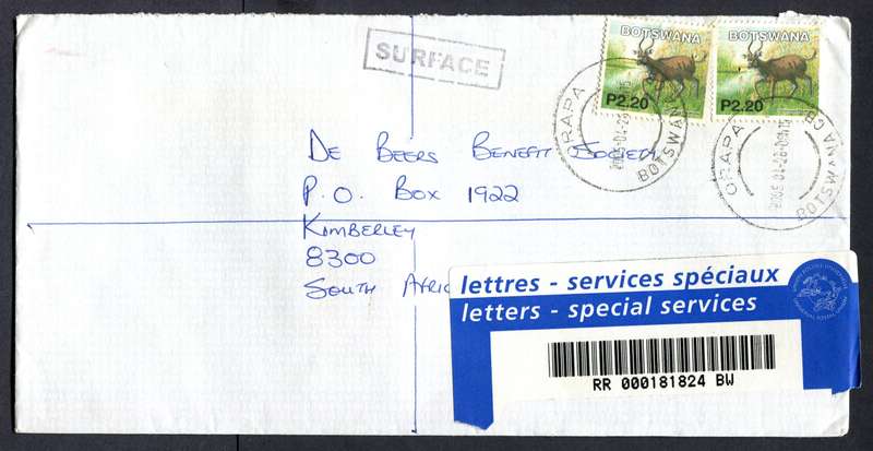 Botswana - "Maxi" Size Registered Cover