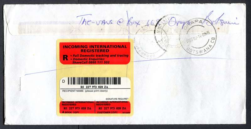 Botswana - "Maxi" Size Registered Cover