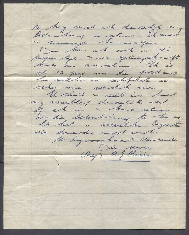 Union of SA - Job Application Letter