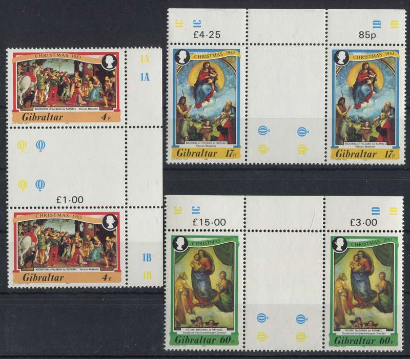 Gibraltar - Set of 3 Gutter Pairs - 1983 - MNH